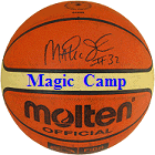 Ball dedicated to the camp, bearing Earvin “Magic” Johnson’s handwritten signature